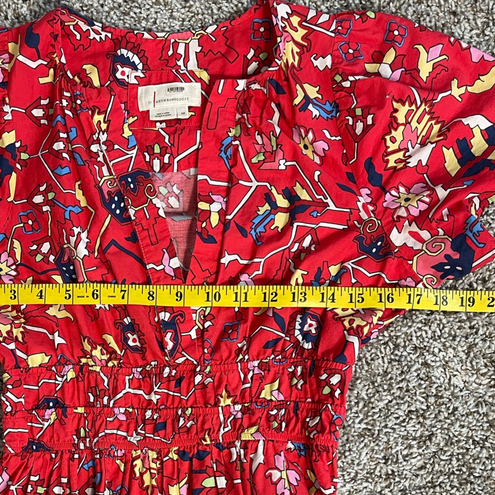 Anthropologie Somerset Red and White Flutter Sleeve Maxi Dress S - Picture 5 of 10